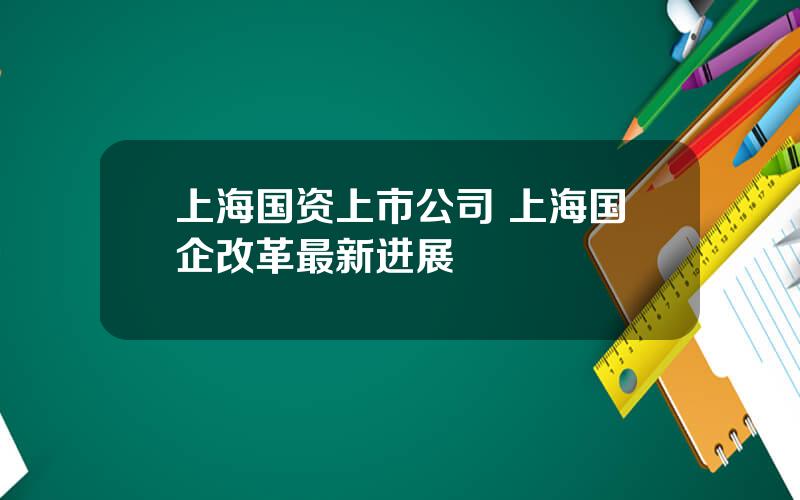 上海国资上市公司 上海国企改革最新进展
